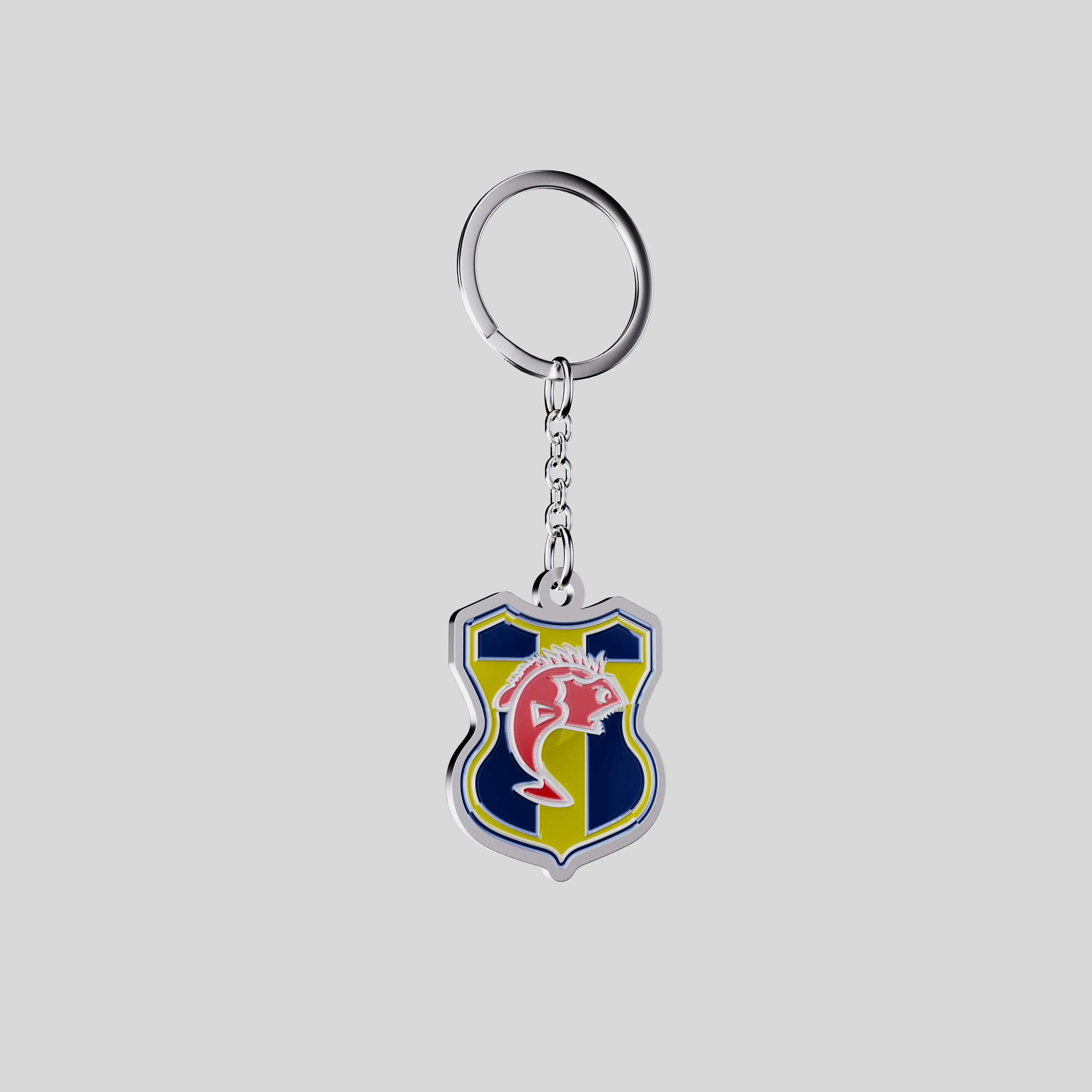 Sporting Club Toulon keychain with metal outline and coloured enamel crest, front view.
